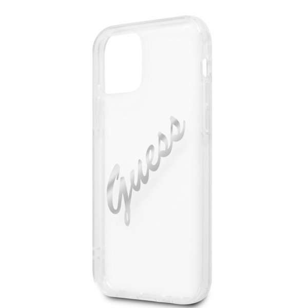 Guess iPhone 12/iPhone 12 Pro Kuori Vintage Script Silver Läpinäkyvä