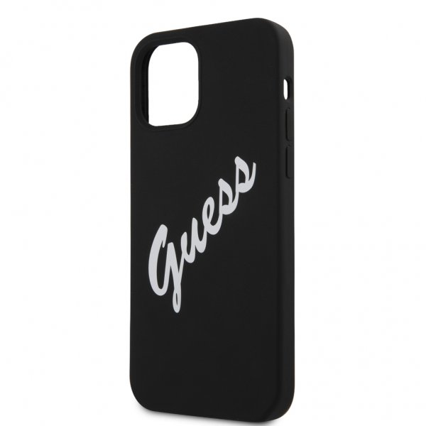Guess iPhone 12/iPhone 12 Pro Vintage Silikonikuori Musta