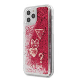 Guess iPhone 12/iPhone 12 Pro Kuori Liquid Glitter Charms Raspberry