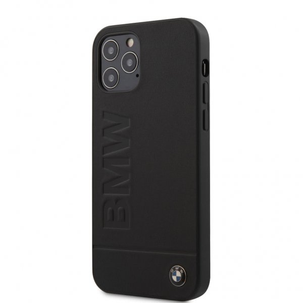 BMW iPhone 12/iPhone 12 Pro Kuori Logo Kaiverrettu Musta
