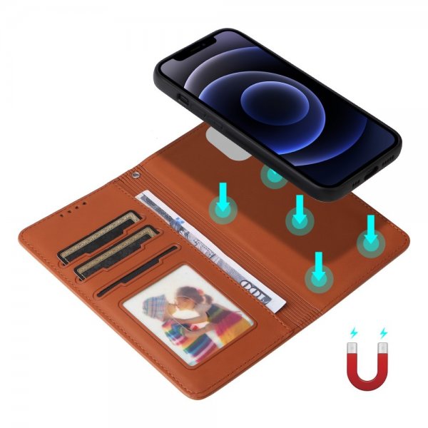 Betopnice iPhone 12 Mini -kotelo irrotettavalla kuorella 005 Ruskea