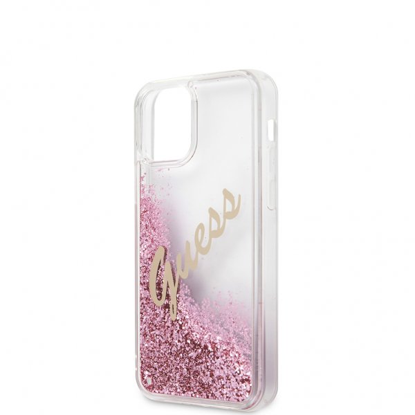 Guess iPhone 12 Mini Kuori Liquid Glitter Vintage Pink