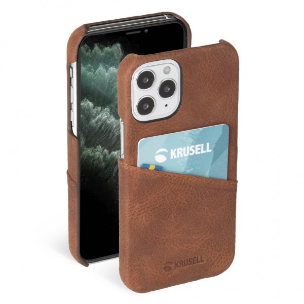 Krusell iPhone 12 Mini Kuori Sunne CardCover Vintage Cognac