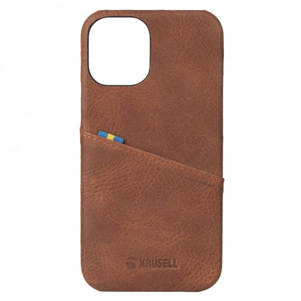 Krusell iPhone 12 Mini Kuori Sunne CardCover Vintage Cognac