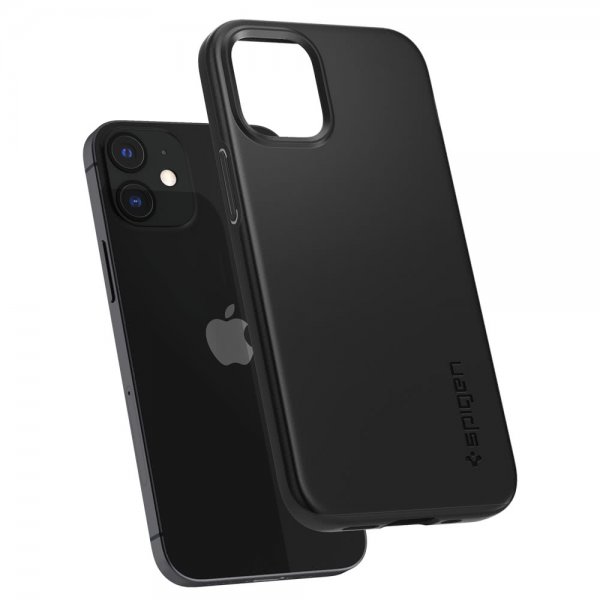 Spigen iPhone 12 Mini Thin Fit -kuori, musta