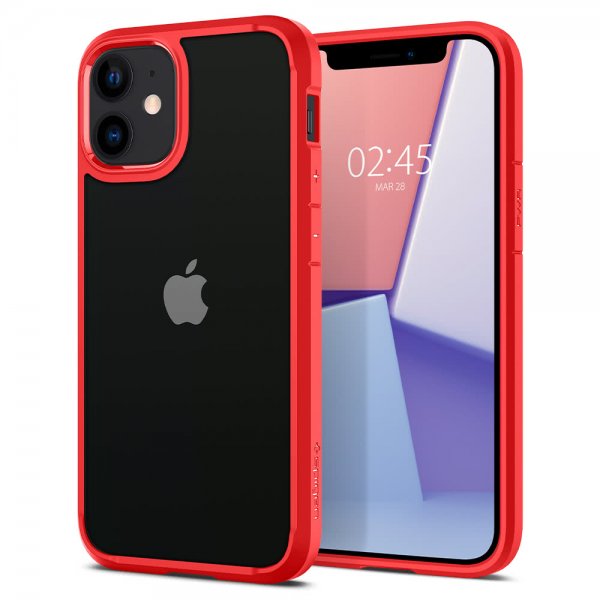 Spigen iPhone 12 Mini -suojakuori Ultra Hybrid Punainen