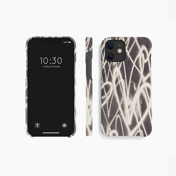 agood company iPhone 12 Mini Kuori Kasvipohjainen Graffiti Heart Musta Valkoinen
