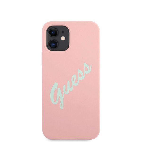 Guess iPhone 12 Mini Kuori Vintage Silicone Pink