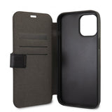Guess iPhone 12 Pro Max -suojakuori, Gold Triangle Saffiano, musta