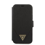 Guess iPhone 12 Pro Max -suojakuori, Gold Triangle Saffiano, musta
