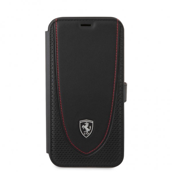 Ferrari iPhone 12 Pro Max -suojakuori, Logo Perforoitu Musta