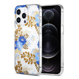 iPhone 12 Pro Max Kuori Kukkakuvio MagSafe Sininen Kulta