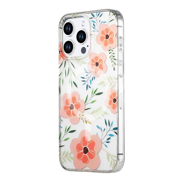 iPhone 12 Pro Max Kuori Kukkakuvio MagSafe Pinkki