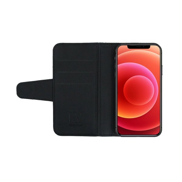 Rvelon iPhone 12 Pro Max Kotelo, Kääntyvä Korttipaikka, Musta