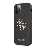 Guess iPhone 12 Pro Max -kuori 4G Logo Saffiano Musta