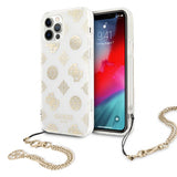 Guess iPhone 12 Pro Max Kuori Ketju Peony Kulta