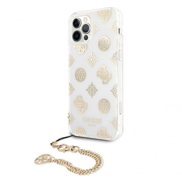 Guess iPhone 12 Pro Max Kuori Ketju Peony Kulta