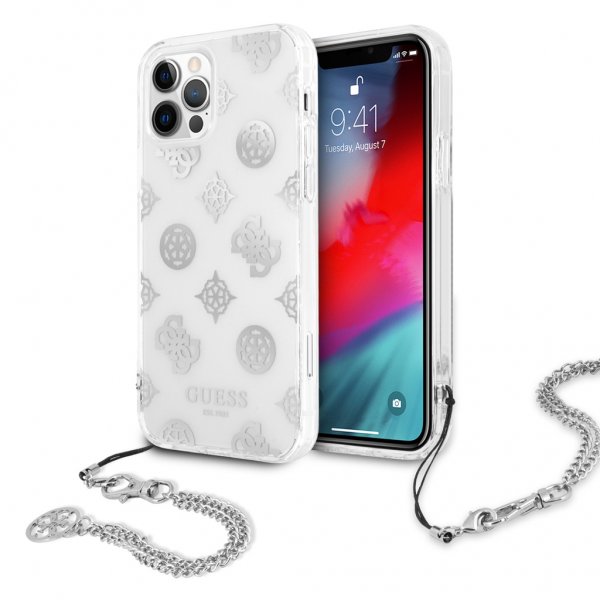 Guess iPhone 12 Pro Max Kuori Chain Peony Silver
