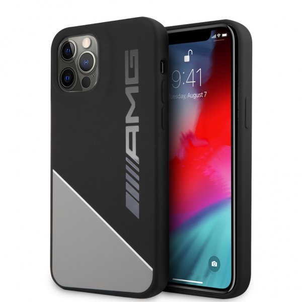 AMG iPhone 12 Pro Max -kuori nestemäisestä silikonista, harmaa