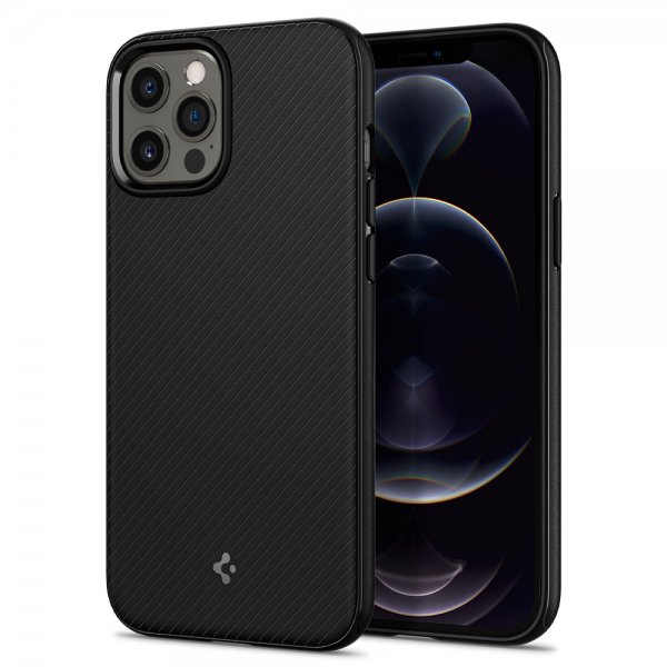 Spigen iPhone 12 Pro Max -kuori, Mag Armor, mattamusta