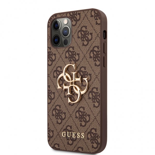 Guess iPhone 12 Pro Max Kuori Metal Logo Ruskea