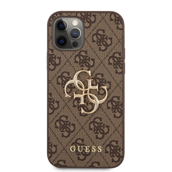 Guess iPhone 12 Pro Max Kuori Metal Logo Ruskea
