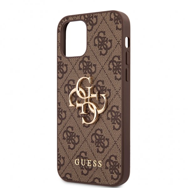 Guess iPhone 12 Pro Max Kuori Metal Logo Ruskea