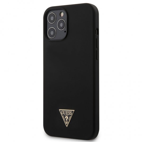 Guess iPhone 12 Pro Max Kuori Metal Triangle Musta