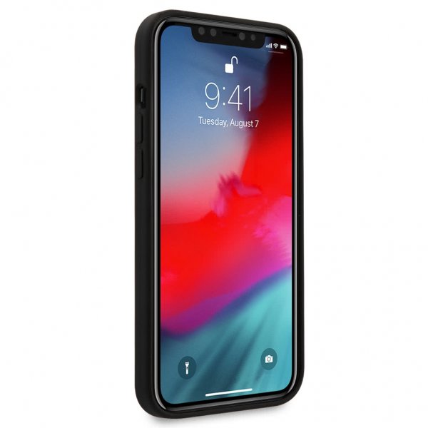 Guess iPhone 12 Pro Max Kuori Metal Triangle Musta