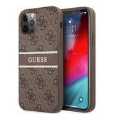 Guess iPhone 12 Pro Max Kuori Printed Stripe Ruskea
