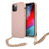 Guess iPhone 12 Pro Max Kuori Saffiano Chain Pink