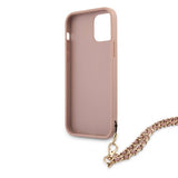 Guess iPhone 12 Pro Max Kuori Saffiano Chain Pink