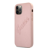 Guess iPhone 12 Pro Max -kuoret Saffiano Vintage Script Ruusukulta