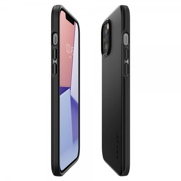 Spigen iPhone 12 Pro Max Kuori Thin Fit Musta