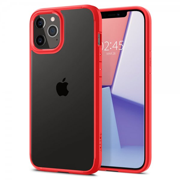 Spigen iPhone 12 Pro Max -suojakuori Ultra Hybrid Punainen