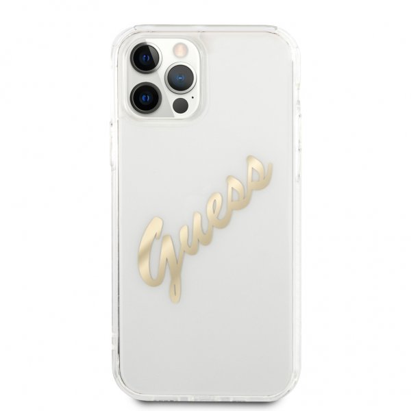 Guess iPhone 12 Pro Max Kuori Vintage Script Kulta Kirkas