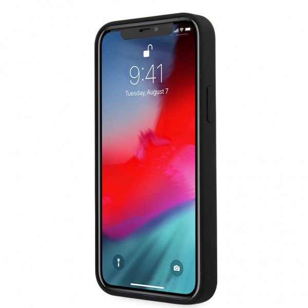 Guess iPhone 12 Pro Max Kuori Vintage Silicone Musta