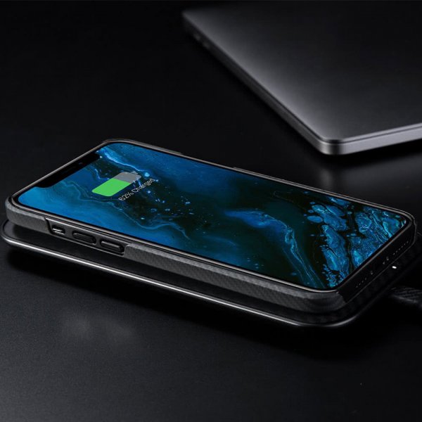 Pitaka iPhone 12/iPhone 12 Pro -kuori MagEZ Case Musta/Harmaa Twill