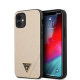Guess iPhone 12 Mini Kuori Saffiano V Stitch Kulta