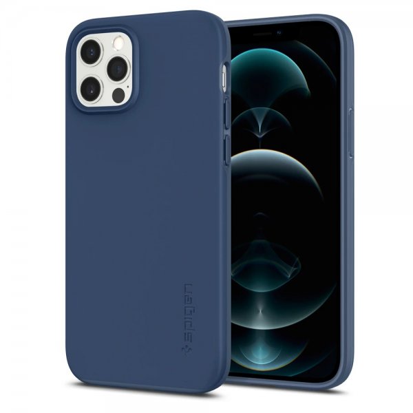 Spigen iPhone 12 -kuori Thin Fit Deep Blue