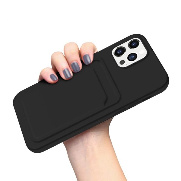 iPhone 12/iPhone 12 Pro Kuoret Korttipidike Musta