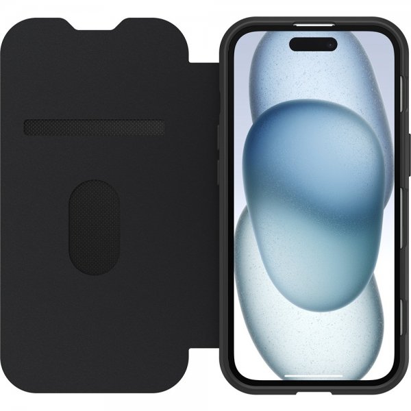 Otterbox iPhone 13/14/15/16/17 React Folio MagSafe -kotelo, musta, läpinäkyvä