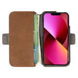 Krusell iPhone 13 -kotelo, nahkainen puhelinlompakko, konjakki