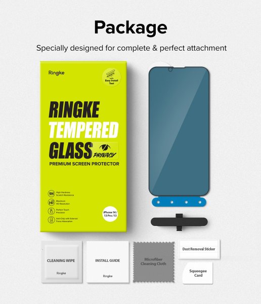 Ringke iPhone 13/iPhone 13 Pro/iPhone 14 -näytönsuoja Privacy Glass
