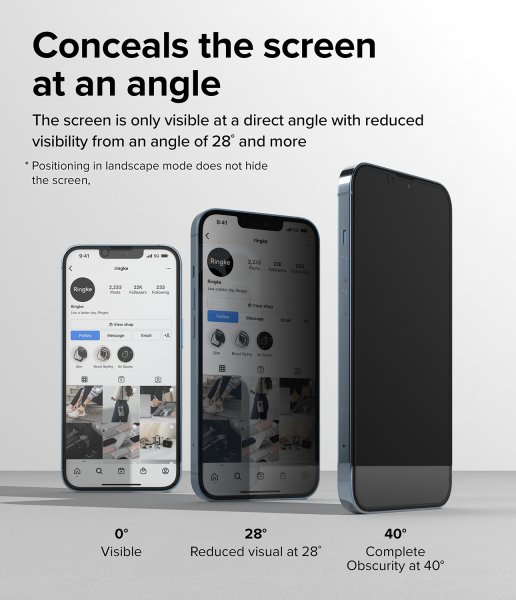 Ringke iPhone 13/iPhone 13 Pro/iPhone 14 -näytönsuoja Privacy Glass