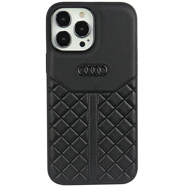 Audi iPhone 13/iPhone 13 Pro -suojakotelo, aitoa nahkaa, musta