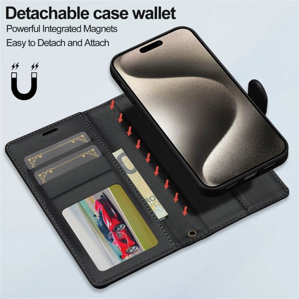 Nordic Covers iPhone 13/iPhone 14 Kotelo irrotettavalla MagSafe-kuorella Raven Black