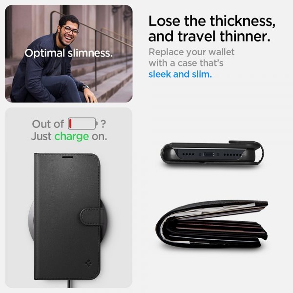 Spigen iPhone 13/iPhone 14 Kotelo Wallet S Musta
