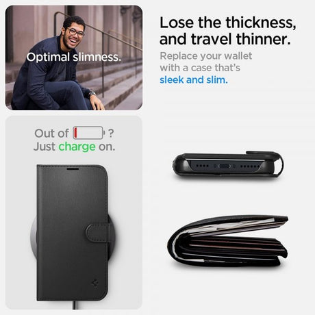 Spigen iPhone 13/iPhone 14 Kotelo Wallet S Musta