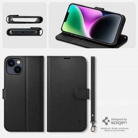 Spigen iPhone 13/iPhone 14 Kotelo Wallet S Musta